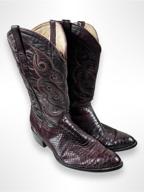 LONGHORN vintage 80s python skin western boots